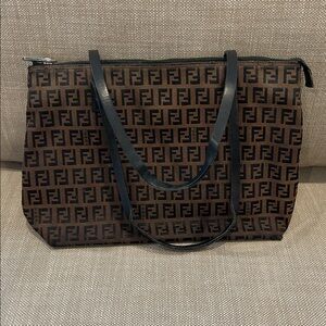 Vintage Fendi Monogram Shoulder Bag Purse, 8”x12”